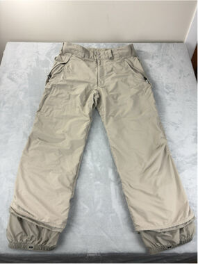 Burton Mens Size XL Beige/Tan 100% Nylon Flared High Rise Snowboard Pants